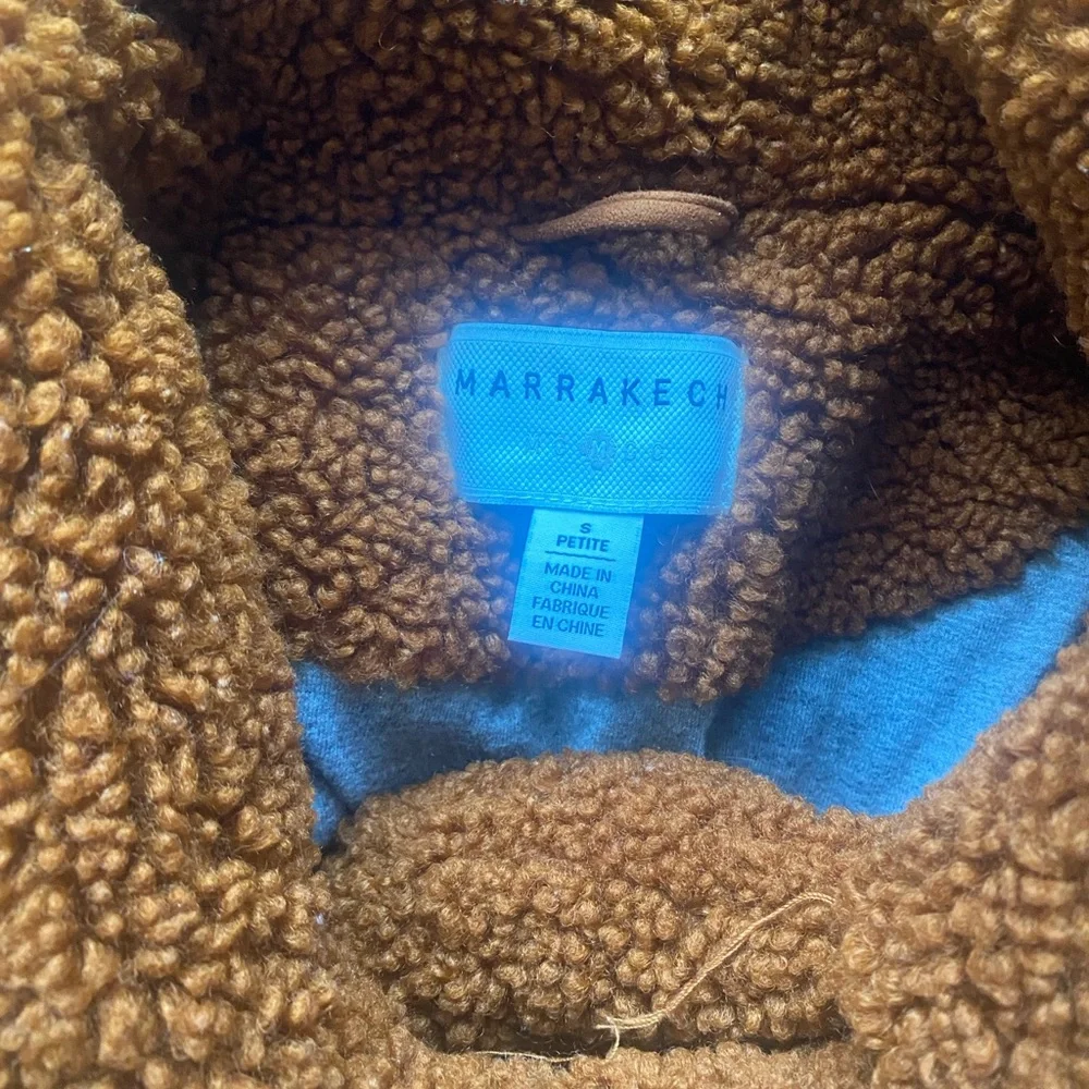 Anthropologie Marrakech sherpa teddy moto jacket rust /bronze color small - Picture 10 of 12